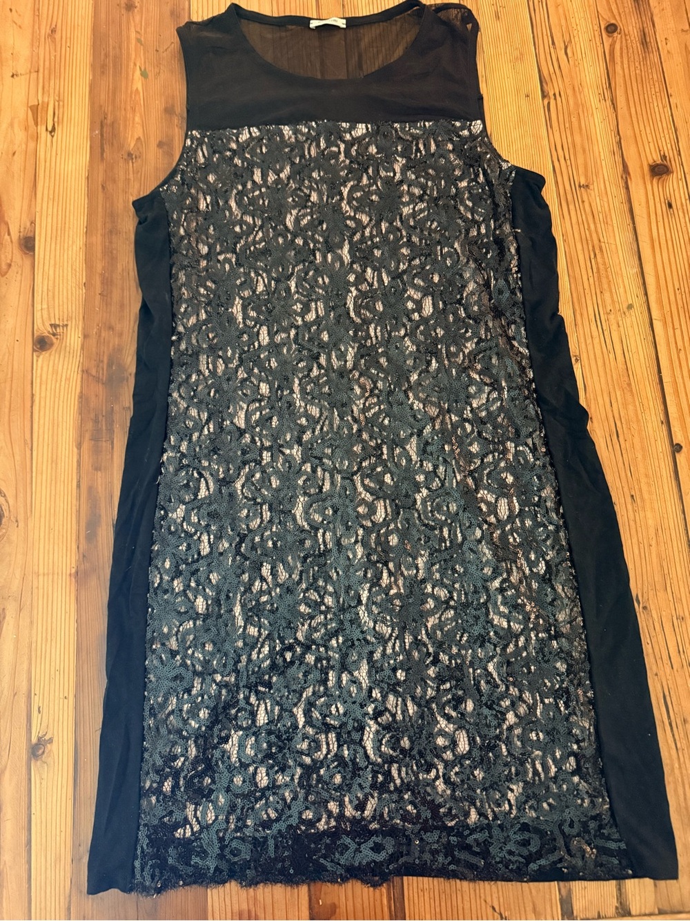 intimissimi Black Lace Paneled Sheer Yoke Chemise